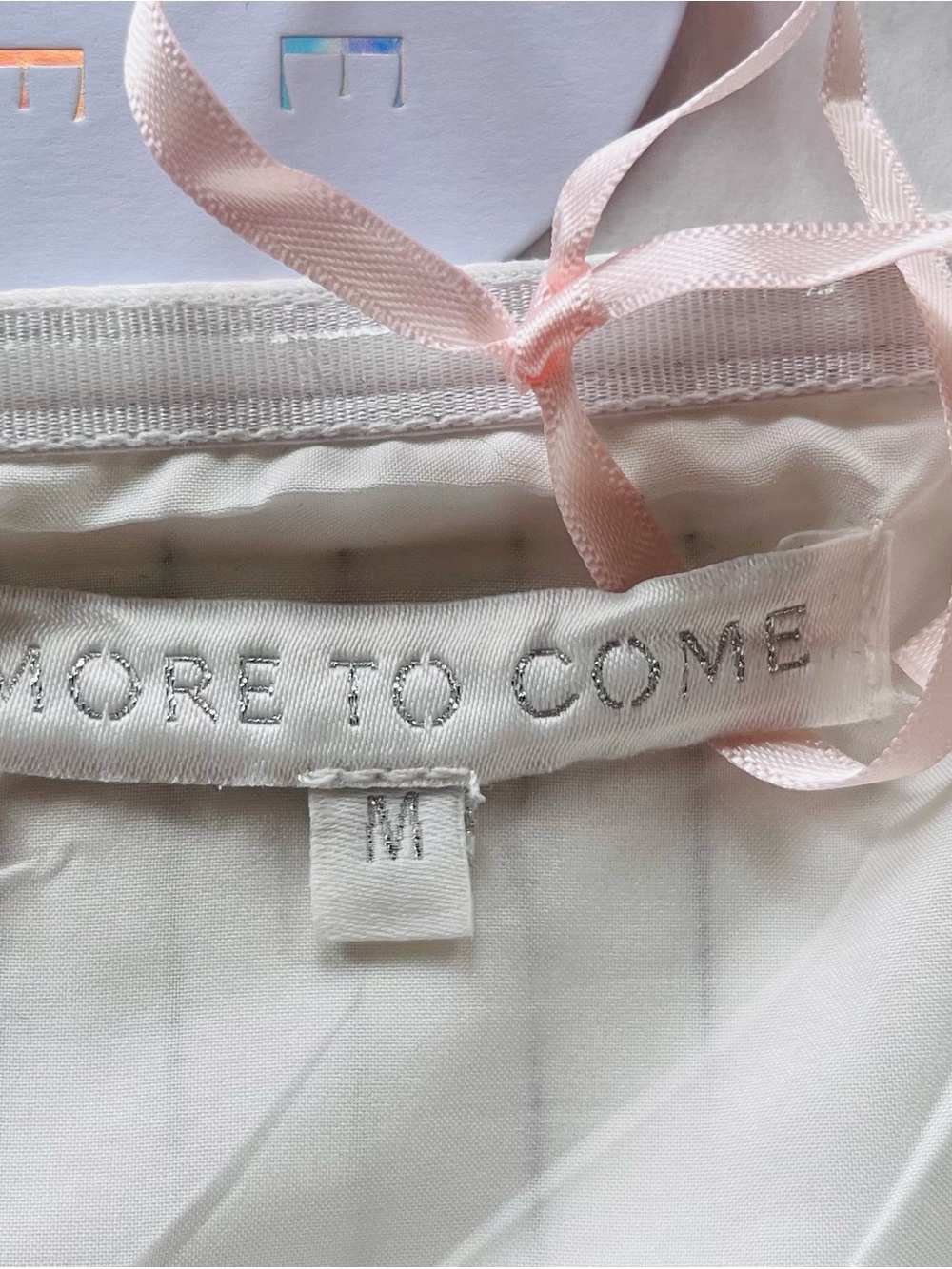 NWT More to Come white pinstriped strapless dress with bow M - Picture 11 of 15